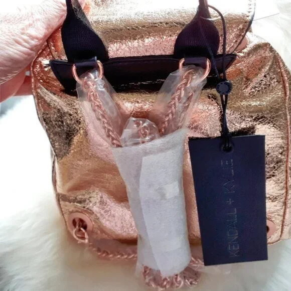 NWT Kendall + Kylie copper logo metallic backpack